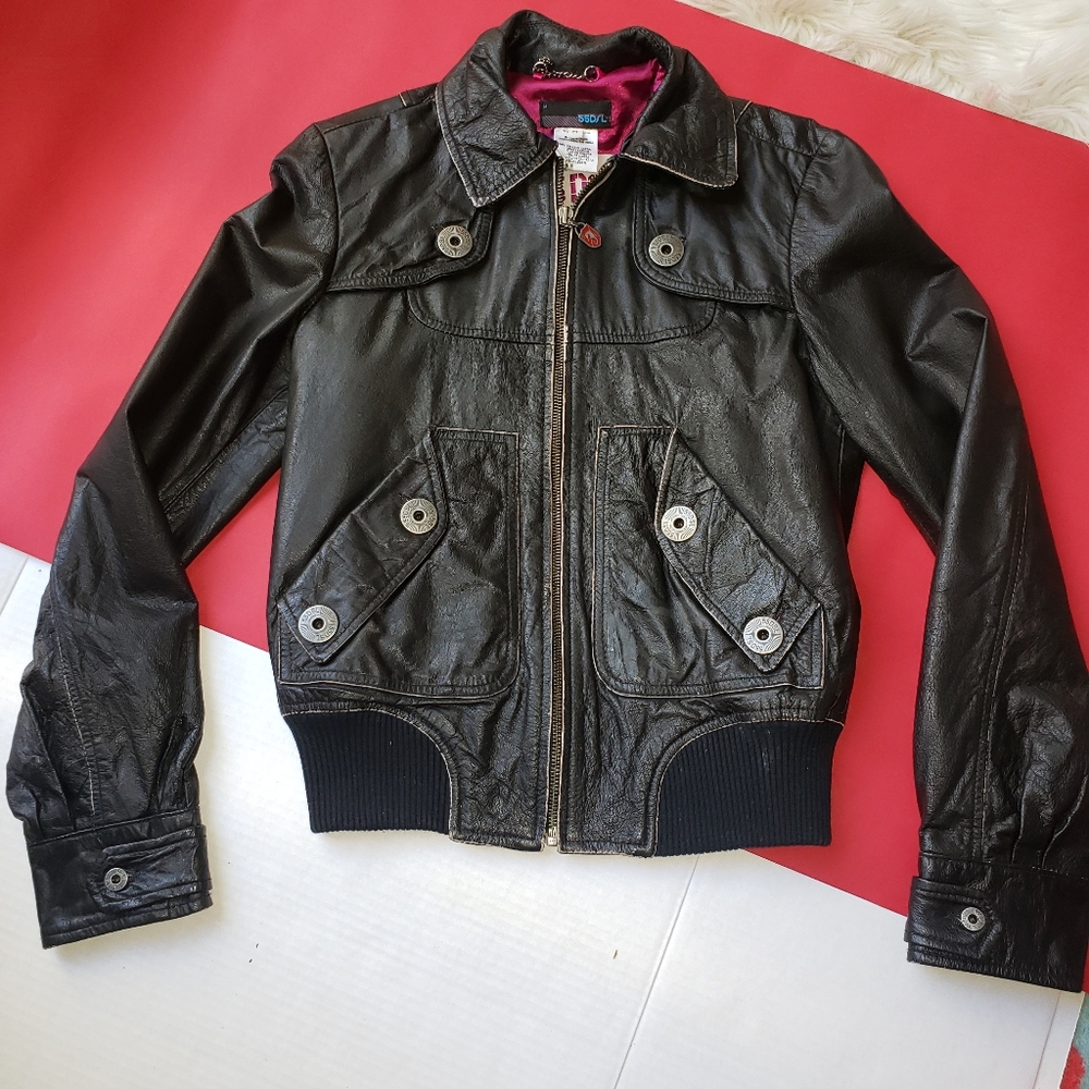 Diesel leather bomber jacket